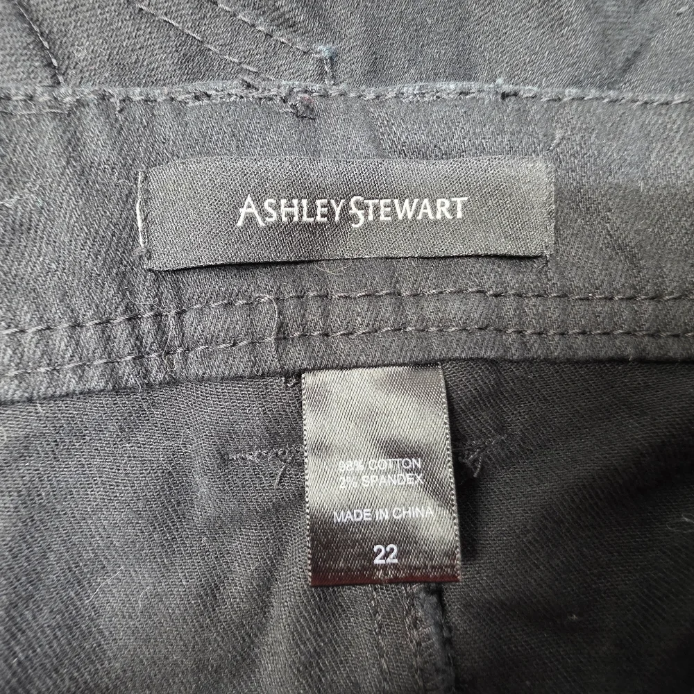 Ashley Stewart Black Distressed Denim Straight Leg Jeans Plus Size 22 - Picture 3 of 7